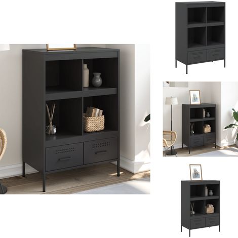 Buffet haut noir 68x39x101,5 cm acier - Buffet Industriel - Meuble De Rangement - Buffet Noir - Buffet Design - Meubles De Salon (1/5)
