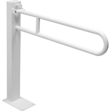 Barra di sostegno ribaltabile a colonna per disabili 65 cm in acciaio bianco con porta rotolo