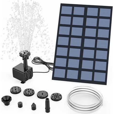 Fontaine Solaire - 2.5W Pompe de Fontaine Solaire Exterieure de Jardin avec 6 Buses pour Bain d'oiseau, étang, Piscine, Patio, Décoration de Jardin A (1/5)