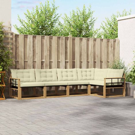 vidaXL Outdoor-Sofagarnitur mit Kissen 5 pcs Weiß und Creme (1/5)