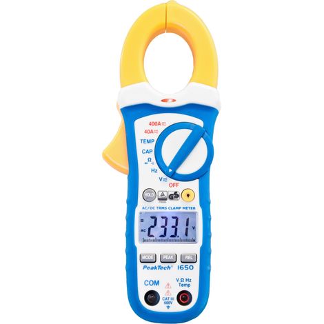 PeakTech 1650 – Morsetti con vero RMS AC/DC 400A, 4000 conteggi, Multimetro digitale, Voltmetro senza contatto, Amperometro, Tester di continuità - Max. 600 V (1/4)