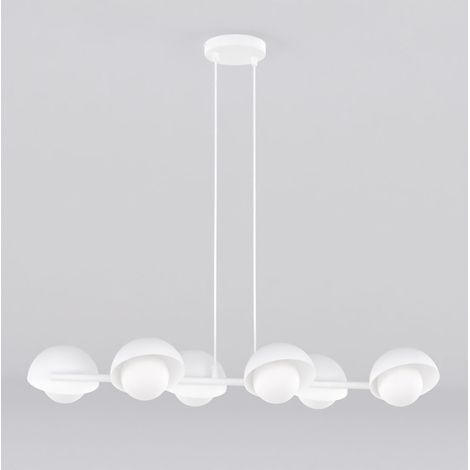 Lampada a sospensione BOOM lineare con diffusori in vetro e finitura bianca opaca (1/5)