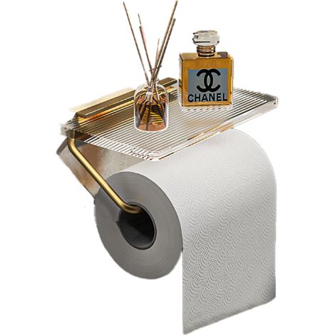 Support Adhésif Pour Papier Toilette Avec Étagère - Porte-Serviettes Murale Pour Salle De Bain - 1 Pièce (1/5)