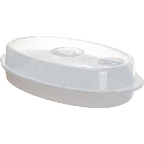 Récipient pour poisson à la vapeur au micro-ondes avec couvercle, plateau pour légumes à la vapeur, support pour cuiseur vapeur (1/5)