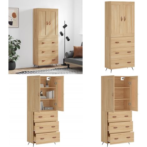Highboard Sonoma-Eiche 69,5x34x180 cm Holzwerkstoff - Holzwerkstoff Schrank - Stauraum Schrank (1/5)