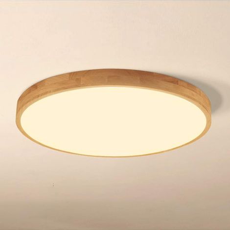 Plafonnier LED Moderne 36W Rond Ø40cm Bois - Lumière Chaude 3000K, Lamplafond Intérieur pour Salon, Couloir, Salle à Manger, Chambre