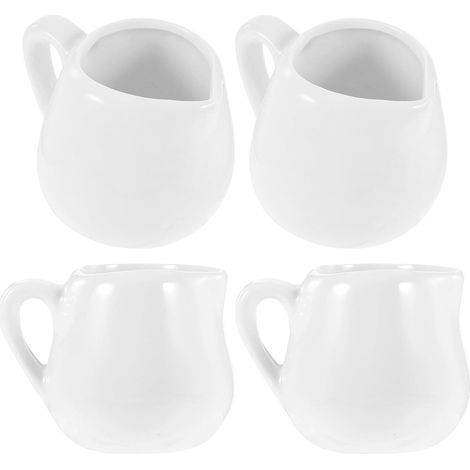 Lot de 4 Pichets à Lait en Céramique 90 Ml avec Poignée et Cuillère Récipient à Sirop Petite Saucière pour Café Sauce et Vinaigrette Ustensile de Table pour Usage Domestique (1/5)