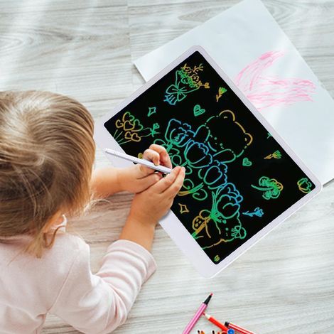 Tablette d'écriture LCD couleur 16 pouces, [plus lumineuse], tablette pour enfants, jouet éducatif, tableau mémo électronique - blanche (1/4)