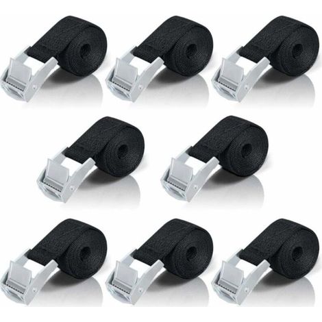 TONCHEAN Sangles d'arrimage 1M, 8 pièces sangles à cliquet avec attaches en alliage de zinc pour fixer moto/voiture/porte-vélo/bagages/téléphone portable fermeture éclair tendeur de plaque de carte de