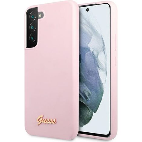 Guess GUHCS22MLSLMGLA S22+ S906lawenda/lavanda custodia rigida in silicone con scritta e logo in metallo (1/5)