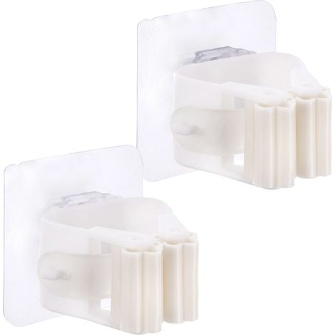 2x Selbstklebende Wandhalterung für Mopp, Besen und Gartengeräte (1/5)