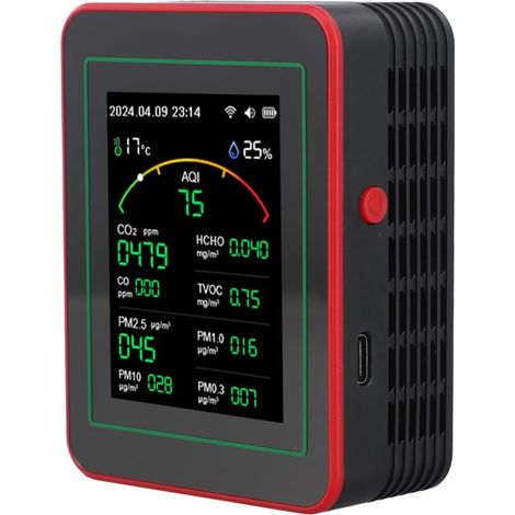 1 Moniteur De Qualité D'air, Capteur PM2.5 HCHO, Écran Couleur, App Tuya, Maison Bureau (1/5)
