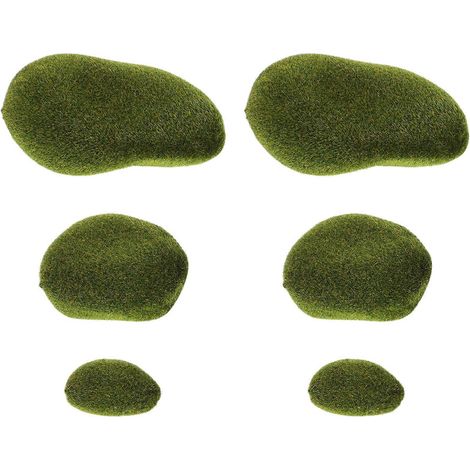 Lot de 6 pierres de mousse artificielle verte pour la décoration de tables à sable. (1/5)