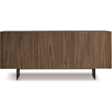 Madia in legno 180 cm 3 ante Antracite e teak con 2 piedini - RONDA (1/3)