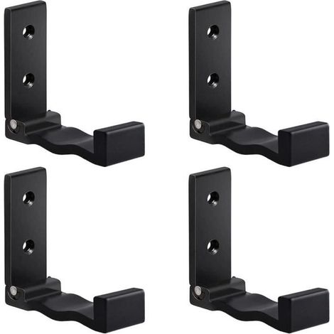 Crochet Pliable - 4 Pièces - Noir - Alliage d'aluminium - Support Mural pour Casque (1/4)