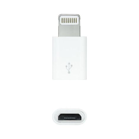 Nanocable Adaptador Lightning a Micro USB, Lightning/M-Micro B/H Blanco (1/4)