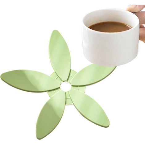 Dessous de plat en silicone pour la cuisine, résistant à la chaleur et de qualité alimentaire, en forme de feuille, antidérapant, diamètre 18 cm, résistance à la température jusqu'à 240 °C. (1/5)