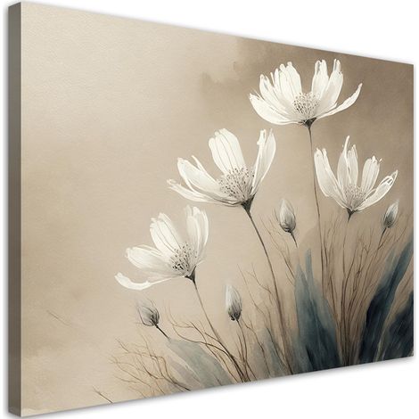 Tableau déco Fleurs blanches Abstraction 60x40 (1/5)