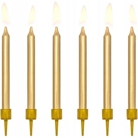 Candeline di compleanno lisce, color oro, 6 pezzi. (1/3)