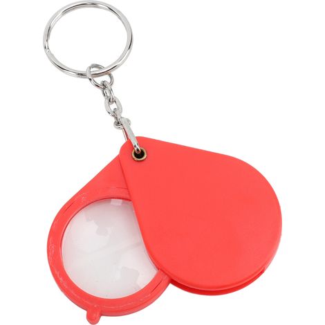 Loupe porte-clés grossissement 10X, mini loupe portable pliable avec porte-clés pour la lecture en extérieur rouge (1/5)