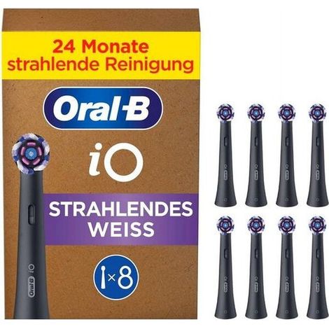 Oral-B iO Radiant White Schwarz 8er FFU Aufsteckbürsten