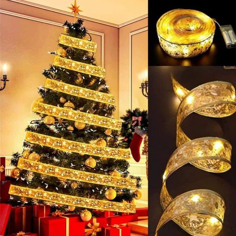 Lumières de Noël à LED de 10m, Guirlandes Lumineuses à Ruban Brillant, Arc en Dentelle DIY Décor Arbre De Noël Intérieur Extérieur (1/4)