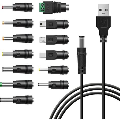 Adaptateur Dc - Câble D'alimentation Usb - 13 Embouts Dc - 5 V - Compatible Routeurs Tv-box Led - 1 Mètre