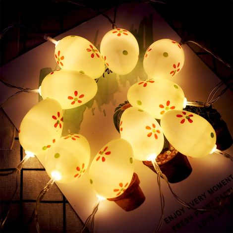 Guirlande Lumineuse Œufs De Pâques - 10 Ampoules - Longueur 1,5 M - Alimentation Sur Piles AA - Blanc (1/5)