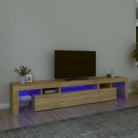 Meuble TV avec lumières LED Chêne sonoma 215x36,5x40 cm (1/5)