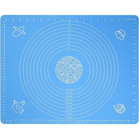 Tapis De Cuisson Patisserie En Silicone Anti-Adhésif Réutilisable Baking Mat Fondant Pate, 100% Sans Bisphénol-A (Bpa), Avec Mesure, 50 X 40 Cm (Bleu) (1/5)
