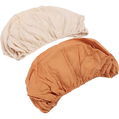 Lot de 2 draps-housses pour berceau, doux, respirants et extensibles en coton, pour matelas de berceau ovale ou rectangulaire en forme de sablier, coloris abricot caramel. (1/5)