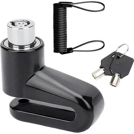 Noir 1 pièce Antivol Moto, Bloque Disque Alarme, Renforcé, 2 clés, Serrure Haute Sécurité, Étanche, antivol velo, antivol moto, cadenas, Blocage de frein à disque universel (1/5)