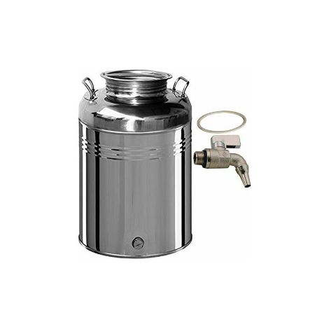 Contenitore fusto bidone olio Inox 18/10 Belvivere 50 lt made in Italy completo di rubinetto e guarnizione (1/2)