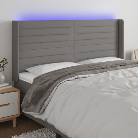 Tête de lit à LED - Design industriel - Pour Lit adulte - Gris foncé 203x16x118/128 cm Tissu Chic-241700 (1/5)