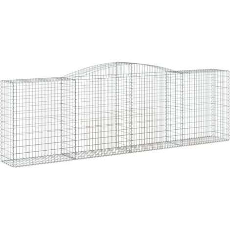 Cerca de jaula de gaviones Muro de contención arqueado 400 x 50 x 120/140 cm hierro galvanizado Plata 020040087
