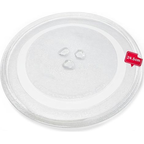 Plateau Micro Onde Verre 24,5 cm - 1 Pièce - Transparent - 3 Points Fixation - Rotation Uniforme - Pour Four Universel (1/5)