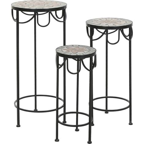 Table d'appoint mosaïque multicolore pour extérieur - Mosaïque multicolore avec nuances de noir (1/4)