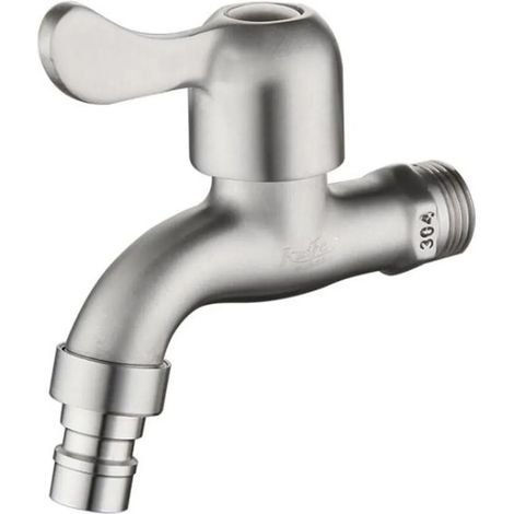 Robinet de jardin extérieur mural 1/2" avec adaptateur - résistant au gel jusqu'à -10 °C, résistant aux températures jusqu'à 120 °C, antirouille, en laiton chromé, compatible machine à laver (1/5)