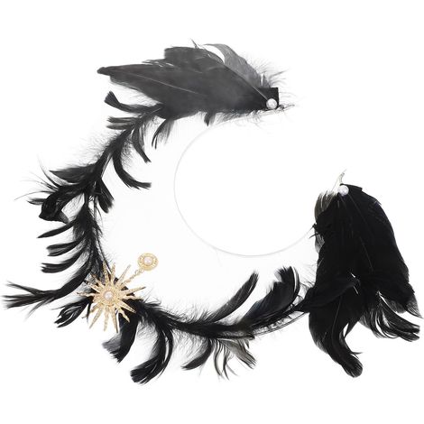 Halloween-Haaraccessoire: Schwarzer Lolita-Kopfschmuck aus Federn und Zinklegierung, dekoratives Haarband für Damen, Cosplay und andere Anlässe (1/5)