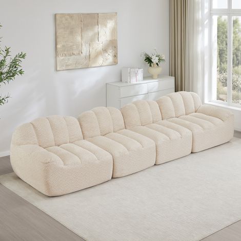 Sofá esquinero modular sin montaje, fleece beige OKMYHOME (1/5)