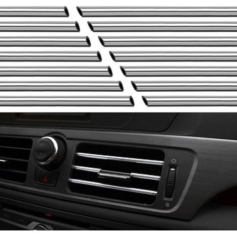 (Argento) 20 pezzi Striscia decorativa per bocchetta di ventilazione dell'auto, adatta a tutte le bocchette di ventilazione interne dritte (1/5)