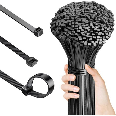 100 Serre Flex, Attaches de Câble Noires, Résistantes aux UV  Réutilisables Longues de 450 mm x 10 mm, extra-résistantes pour une utilisation intérieure et extérieure voitures (1/5)