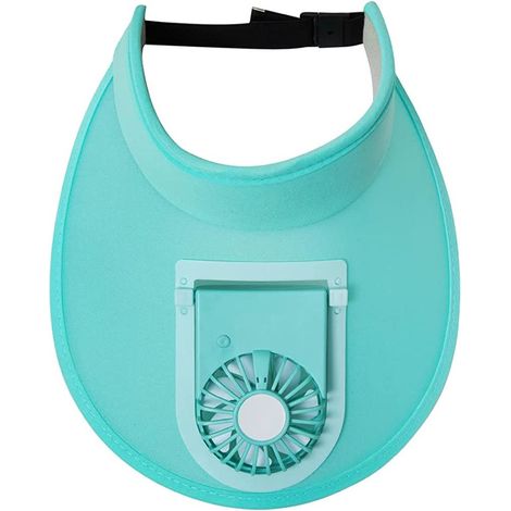 Casquette visière de soleil avec ventilateur intégré, protection solaire, visière supérieure vide, ventilateur rechargeable à vitesses réglables, pour enfants et adultes, bleu ciel (1/5)