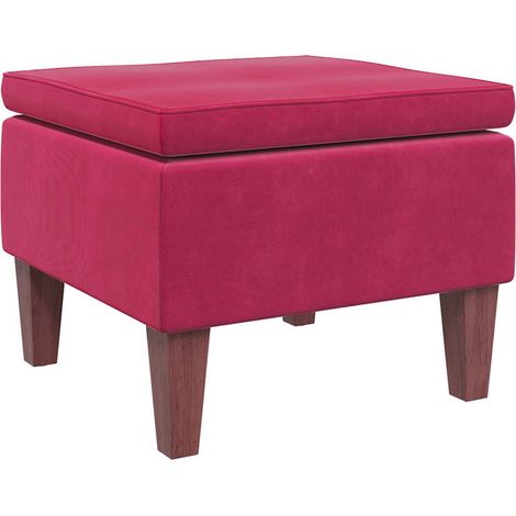 Tabouret avec pieds en bois Rouge bordeaux Velours
