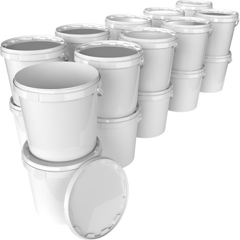 Seau avec couvercle 20 L alimentaire blanc PP 20 pièces