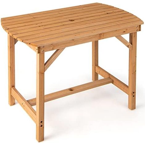 Table de terrasse en Bois Massif avec Trou pour Parasol - Table de Jardin en Bois pour arrière-Cour - 100 x 60 x 75 cm (1/5)