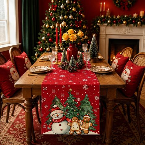 Chemin De Table Noel, Decoration Table Noel Rouge 33 X 183 Cm (1/5)