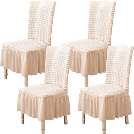 Housses de chaises de restaurant, housses de chaises de cuisine amovibles et lavables, adaptées à la maison, aux fêtes, aux mariages (4 pièces) (1/4)