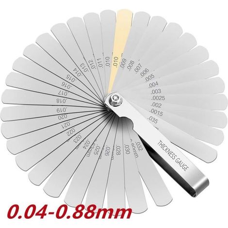 Precision Feeler Gauges 32 Blades in Metric(Imperial) Marking for Measuring Clearance Width(Thickness) Sizes Gap Width