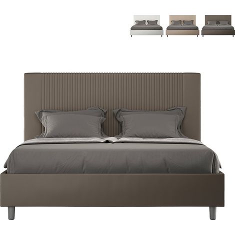 Letto matrimoniale con rete imbottito 160x190 similpelle cappuccino Goya (1/5)